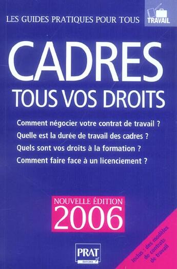 Couverture du livre « Cadres, tous vos droits 2006 (édition 2006) » de Brigitte Vert aux éditions Prat