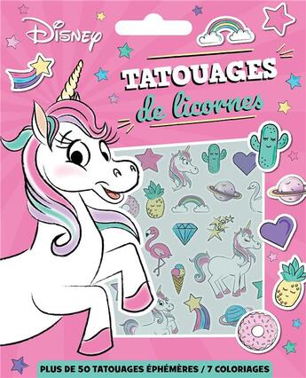 Couverture du livre « Standard characters - pochette les ateliers - tatoos - kawai licornes - disney » de  aux éditions Disney Hachette