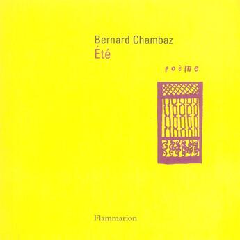 Couverture du livre « Été » de Bernard Chambaz aux éditions Flammarion