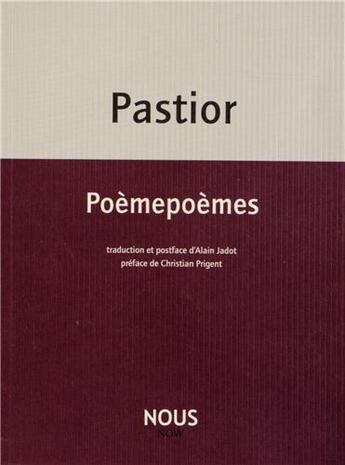 Couverture du livre « Poèmepoèmes » de Oskar Pastior aux éditions Nous