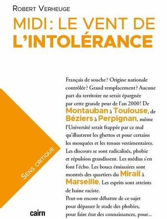 Couverture du livre « MIDI : le vent de l'intolérance » de Robert Verheuge aux éditions Cairn