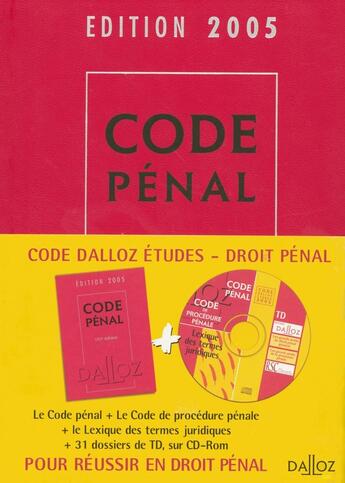 Couverture du livre « Code dalloz etudes droit penal 2005 (2e édition) » de  aux éditions Dalloz