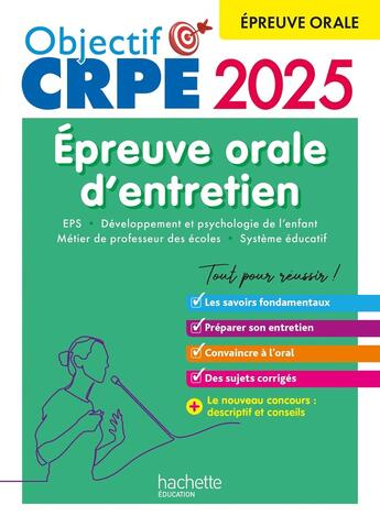 Couverture du livre « Objectif crpe 2024 - 2025 - reussir l'epreuve orale d'entretien » de Royer/Herreman/Pasco aux éditions Hachette Education