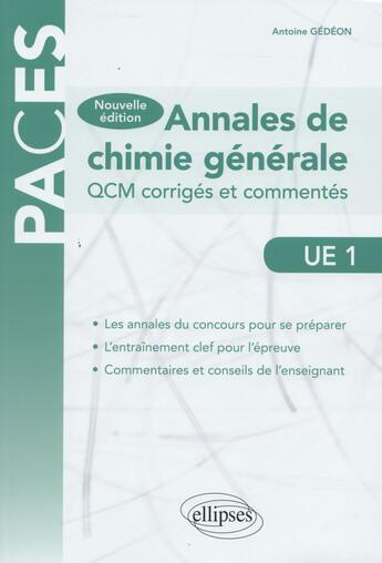 Couverture du livre « Ue1 - annales de chimie generale » de Antoine Gedeon aux éditions Ellipses