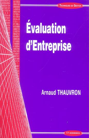 Couverture du livre « Evaluation D'Entreprise » de Arnaud Thauvron aux éditions Economica