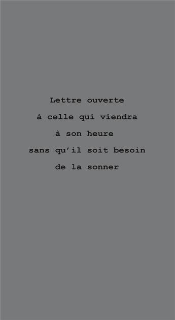 Couverture du livre « Lettre ouverte à celle qui viendra à son heure sans qu'il soit besoin de la sonner » de Raymond Penblanc aux éditions Le Realgar