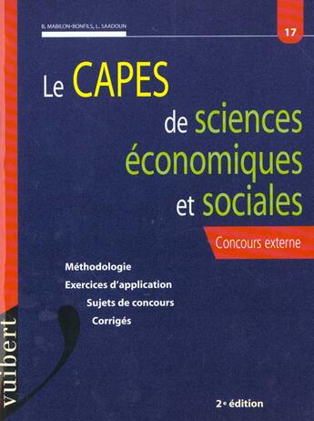 Couverture du livre « Le Capes De Sciences Economiques Et Sociale N.17 ; 2e Edition » de Saadoun aux éditions Vuibert