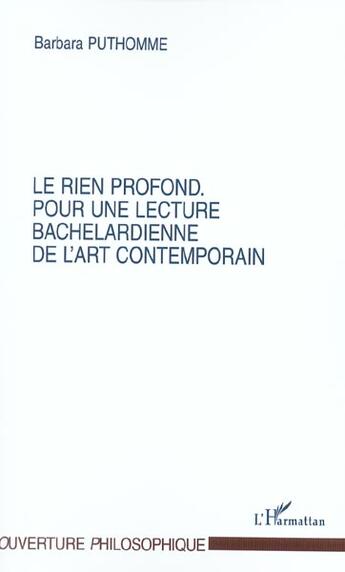 Couverture du livre « Le rien profond » de Barbara Puthomme aux éditions L'harmattan