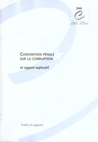 Couverture du livre « Convention pénale sur la corruption » de Conseil De L'Europe aux éditions Conseil De L'europe