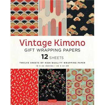 Couverture du livre « Vintage kimono flowers gift wrapping papers - 12 sheets /anglais » de  aux éditions Tuttle