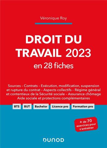 Couverture du livre « Droit du travail en 28 fiches (édition 2023) » de Veronique Roy aux éditions Dunod