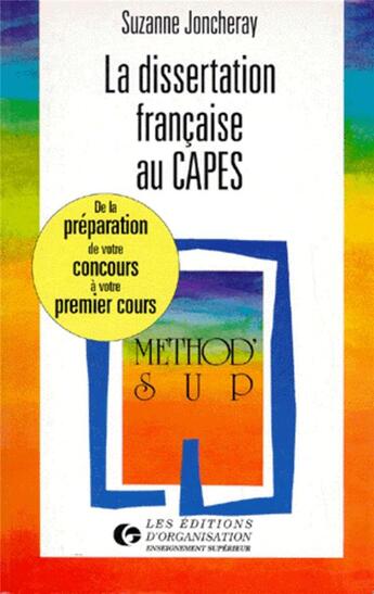 Couverture du livre « La dissertation francaise au capes » de Laborie-Joncheray S. aux éditions Organisation