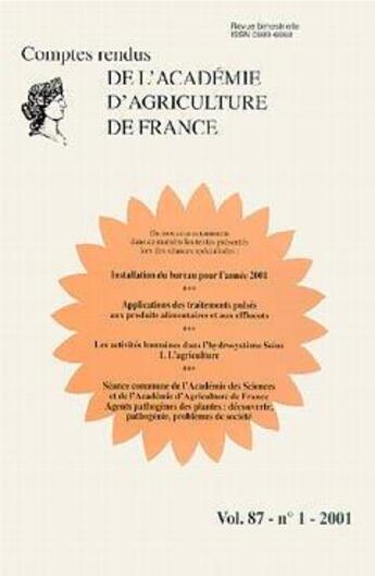 Couverture du livre « Installation du bureau pour l'annee 2001 applications des traitements pulses aux produits alimentair » de Haddad Yael aux éditions Lavoisier Diff