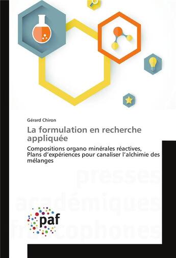 Couverture du livre « La formulation en recherche appliquee » de Chiron-G aux éditions Presses Academiques Francophones