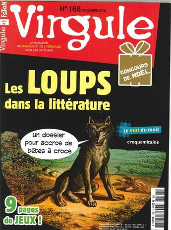 Couverture du livre « Virgule n 168 les loups dans la litterature - decembre 2018 » de  aux éditions Virgule