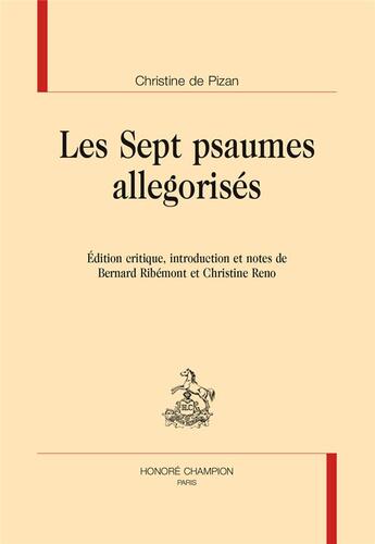 Couverture du livre « Les sept psaumes allegorisés » de Christine De Pizan aux éditions Honore Champion