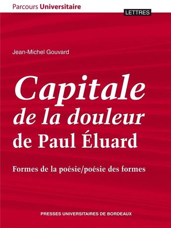 Couverture du livre « Capitale de la douleur de Paul Éluard » de Jean-Michel Gouvard aux éditions Pu De Bordeaux