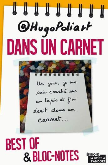 Couverture du livre « Dans un carnet » de Hugo Poliart aux éditions La Boite A Pandore