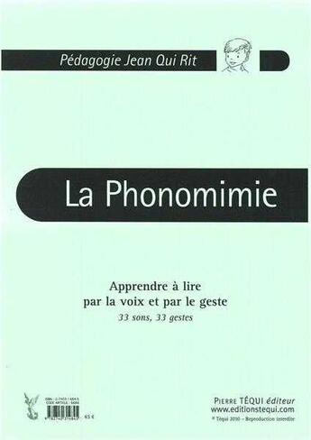 Couverture du livre « JQR - La phonomimie (grand format) : Apprendre à lire par la voix et par le geste » de  aux éditions Tequi