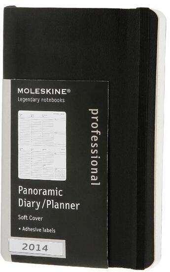 Couverture du livre « Agenda semainier panoramique 2014 poche souple noir » de Moleskine aux éditions Moleskine Papet