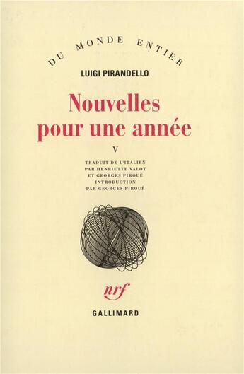 Couverture du livre « Nouvelles pour une année Tome 5 » de Pirandello Luig aux éditions Gallimard