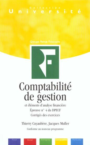 Couverture du livre « Comptabilite gestion corriges » de Cuyaubere aux éditions Revue Fiduciaire