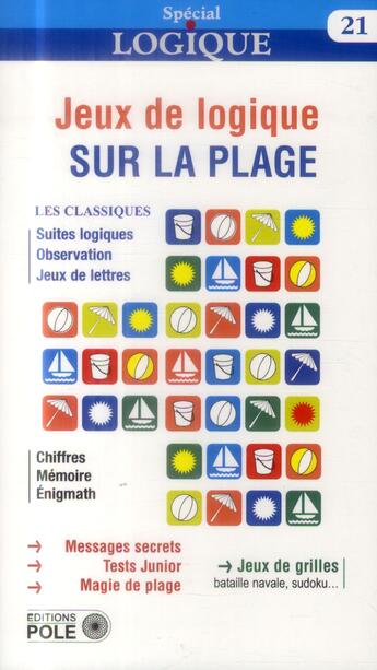 Couverture du livre « Jeux de logique sur la plage » de Bernard Myers aux éditions Pole