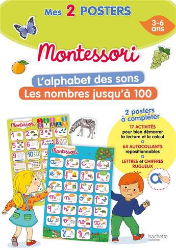 Couverture du livre « Mon poster montessori - l'alphabet des sons + les nombres jusqu'a 100 » de  aux éditions Hachette Education