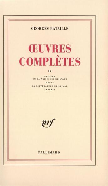 Couverture du livre « Oeuvres complètes (Tome 9) » de Georges Bataille aux éditions Gallimard