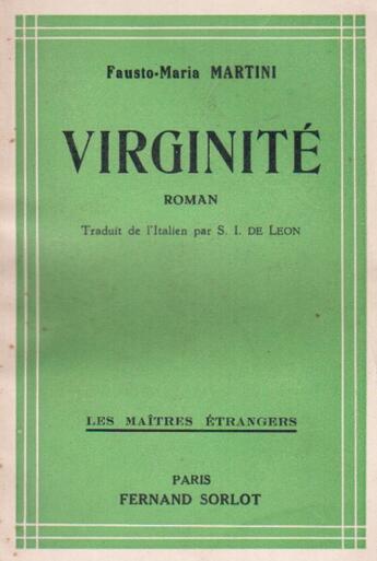 Couverture du livre « Virginité » de Fausto-Maria Martini aux éditions Nel