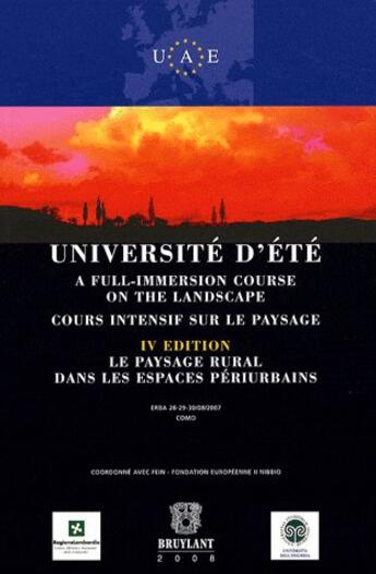 Couverture du livre « Université d'été ; cours intensif sur le paysage (4e édition) » de  aux éditions Bruylant