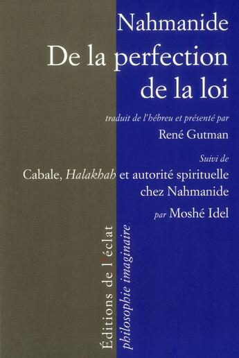 Couverture du livre « La loi du seigneur est parfaite » de Nahmanide aux éditions Eclat