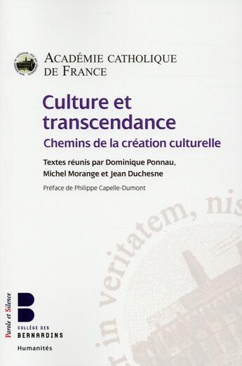 Couverture du livre « Culture et transcendance » de  aux éditions Parole Et Silence