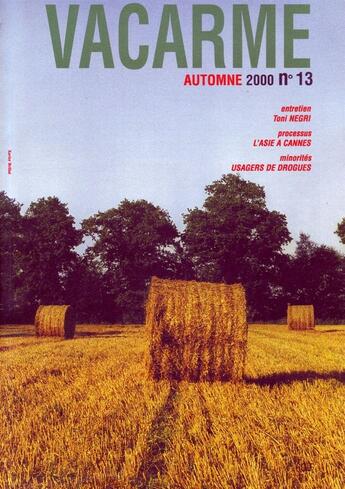 Couverture du livre « Vacarme n 13 - automne 2000 - toni negri-17 octobre 1961-cinema asiati » de  aux éditions Amsterdam