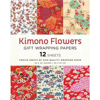 Couverture du livre « Kimono flowers gift wrapping papers - 12 sheets /anglais » de  aux éditions Tuttle