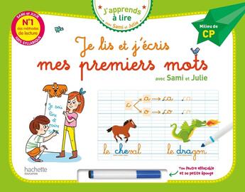 Couverture du livre « Je lis et j'ecris mes premiers mots - milieu de cp (livre-ardoise) » de  aux éditions Hachette Education