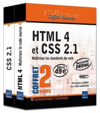 Couverture du livre « Html 4 et css 2.1 ; coffret de 2 livres ; maîtrisez les standards du web (2e édition) » de Aubry Van Lancker aux éditions Eni