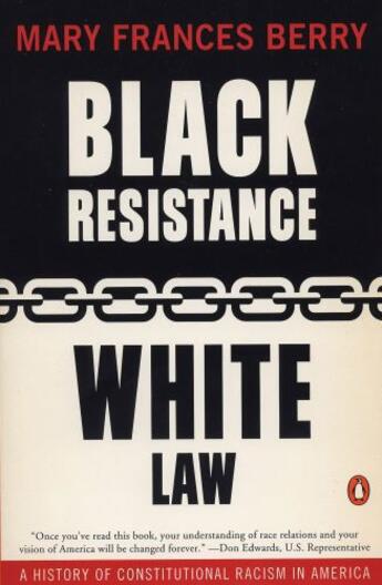 Couverture du livre « Black Resistance/White Law » de Berry Mary Frances aux éditions Penguin Group Us