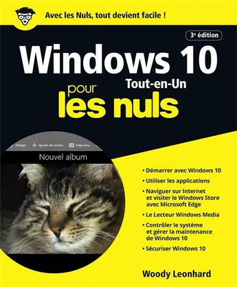 Couverture du livre « Windows 10 tout en 1 pour les nuls (3e édition) » de Woody Leonhard aux éditions First Interactive