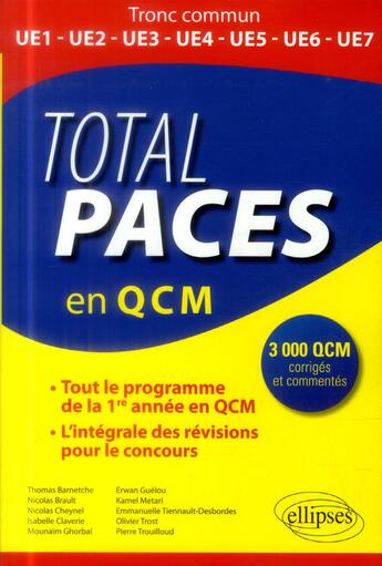 Couverture du livre « Total paces (en 3000 qcm) » de  aux éditions Ellipses