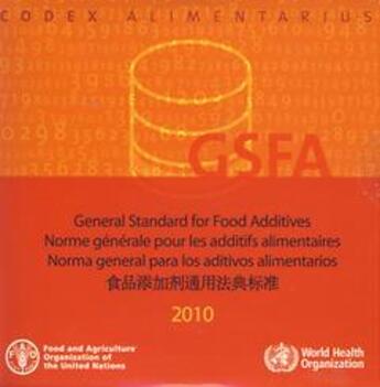 Couverture du livre « General standard for food additives. gfsa 2010. codex alimentarius (cd-rom) multilingual (ch/en/ed/f » de  aux éditions Fao