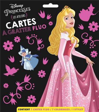 Couverture du livre « Les ateliers Disney : Disney Princesses : cartes à gratter fluo » de Disney aux éditions Disney Hachette