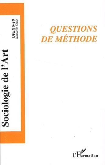 Couverture du livre « Questions de méthode » de  aux éditions L'harmattan