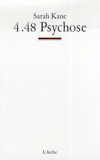 Couverture du livre « 4.48 psychose » de Sarah Kane aux éditions L'arche