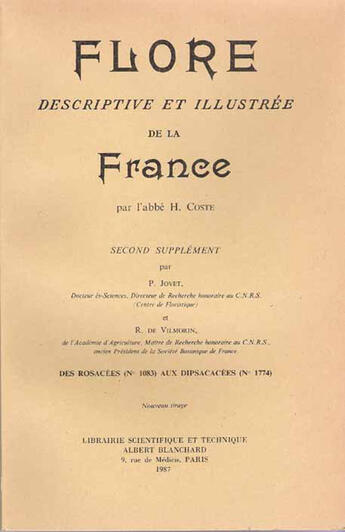 Couverture du livre « Flore descriptive et illustrée de la France t.2 » de Hippolyte Coste aux éditions Blanchard