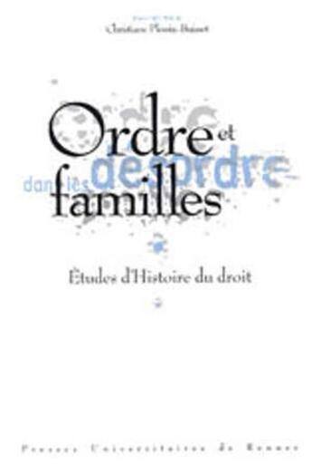 Couverture du livre « ORDRE ET DESORDRE DANS LES FAMILLES » de Pur aux éditions Pu De Rennes