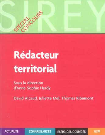 Couverture du livre « Rédacteur territorial ; catégorie B » de Anne-Sophie Hardy-Dournes aux éditions Sirey