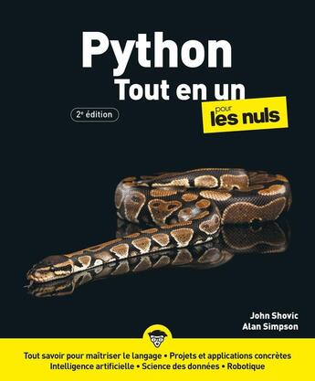 Couverture du livre « Python tout en un pour les nuls (2e édition) » de John Shovic et Alan Simpson aux éditions Pour Les Nuls