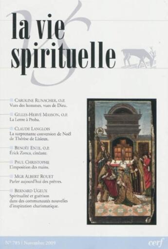 Couverture du livre « La vie spirituelle numero 785 » de  aux éditions Cerf