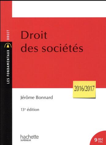 Couverture du livre « Droit des sociétés » de Jerome Bonnard aux éditions Hachette Education